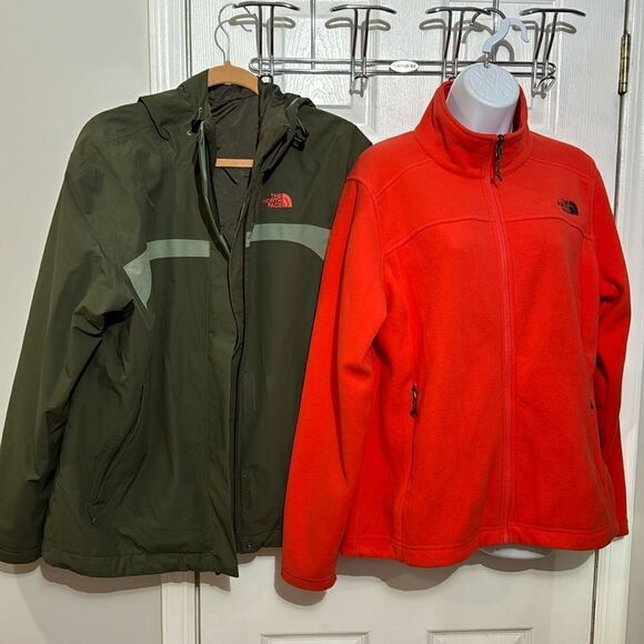 The North Face 3 in 1 triclimate women’s Army Green Orange winter jacket size L - Picture 1 of 16